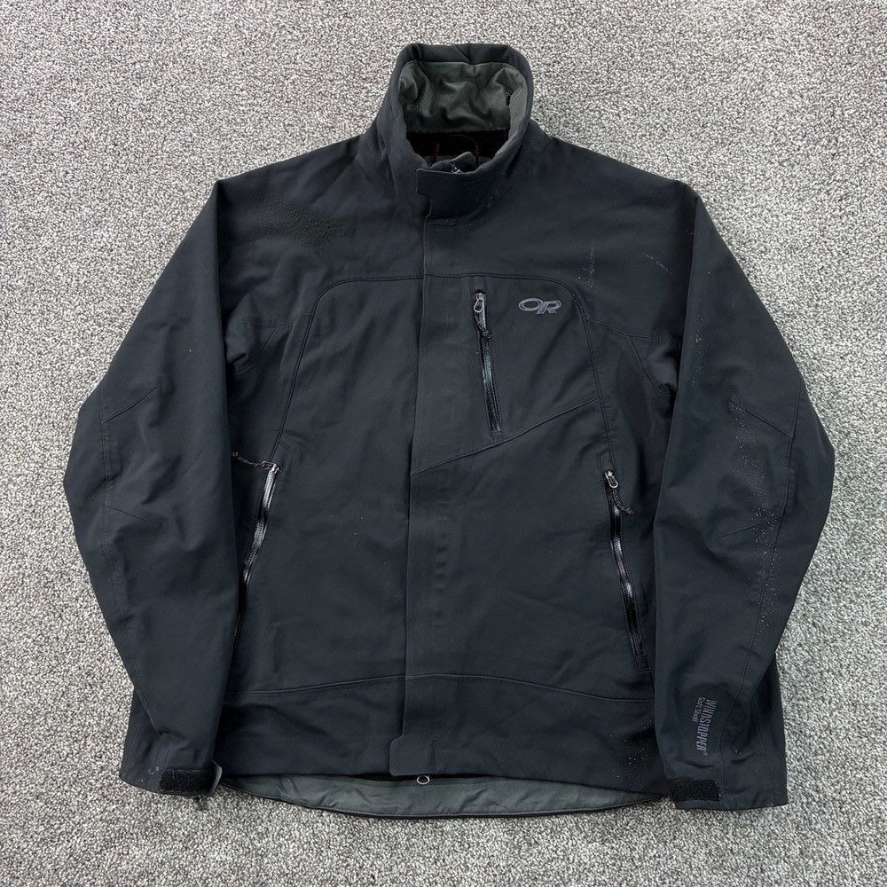 Outdoor Research Windstopper Softshell Jacket‎ Mens Small Black Full Zip Damaged